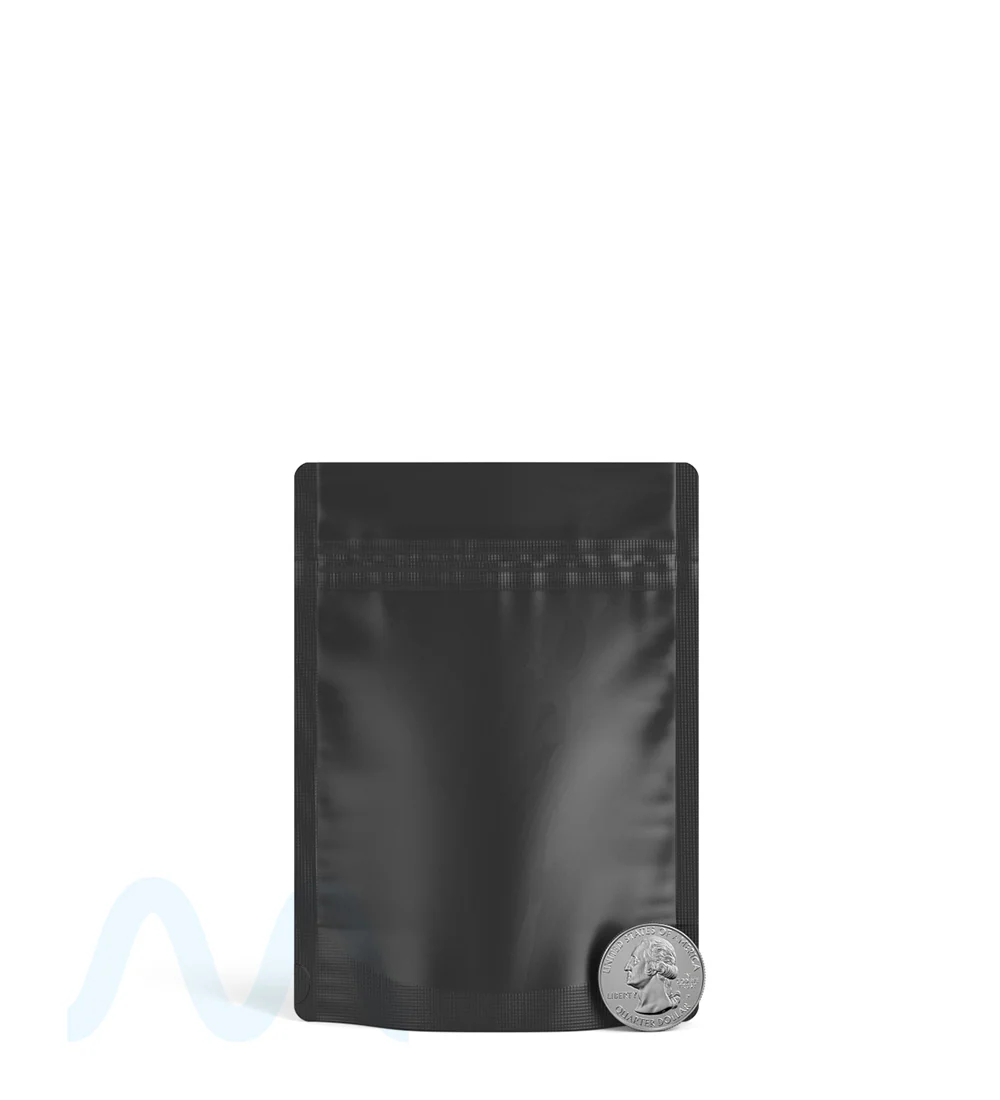Tamper Evident | Matte Black Vista Mylar PCR Bags (No Tear Notch) | 3.62in x 5in - 3.5g - 1000 Count - Image 6
