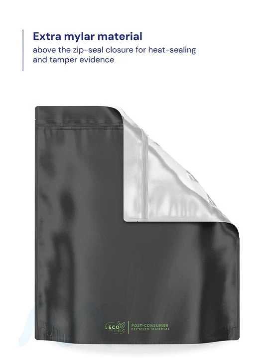 Tamper Evident | Matte Black Vista PCR Mylar Bags (Tear Notch) | 14.6in x 16.4in - 448g - 100 Count - Image 2
