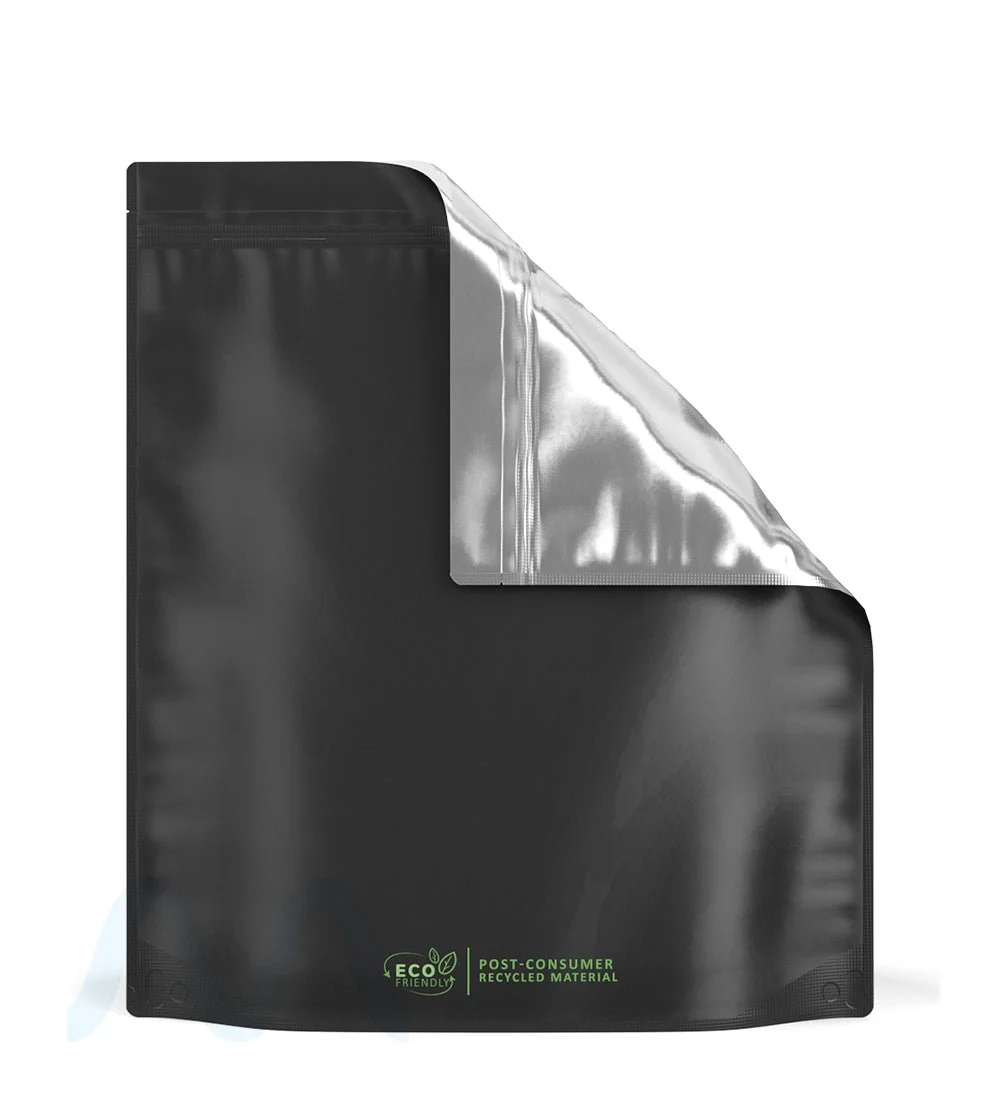 Tamper Evident | Matte Black Vista PCR Mylar Bags (Tear Notch) | 14.6in x 16.4in - 448g - 100 Count - Image 6