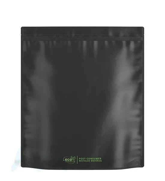 Tamper Evident Matte Black Vista PCR Mylar Bags (Tear Notch) | 14.6in x 16.4in - 448g | Sample