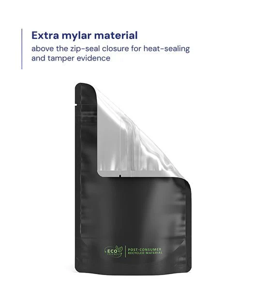 Tamper Evident | Matte Black Vista PCR Mylar Bags (Tear Notch) | 4in x 6.5in - 7g - 1000 Count - Image 4