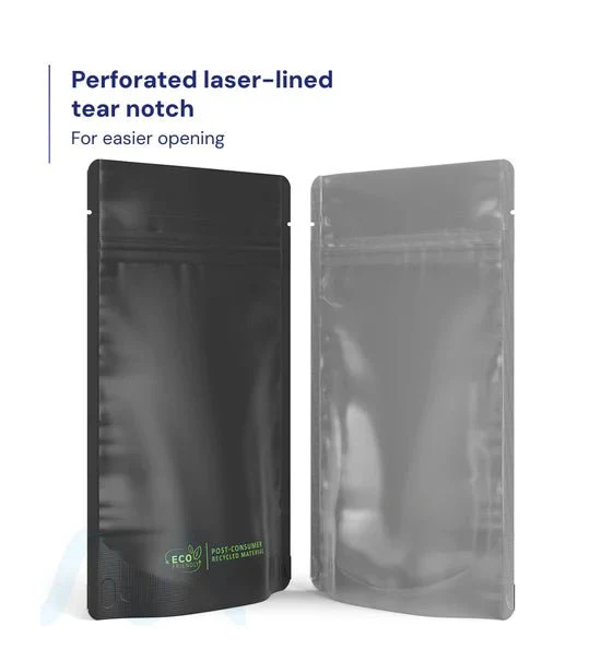 Tamper Evident | Matte Black Vista PCR Mylar Bags (Tear Notch) | 4in x 6.5in - 7g - 1000 Count - Image 6