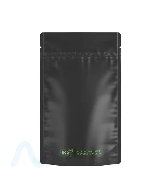 Tamper Evident Matte Black Vista PCR Mylar Bags (Tear Notch) | 5in x 8.1in - 14g | Sample