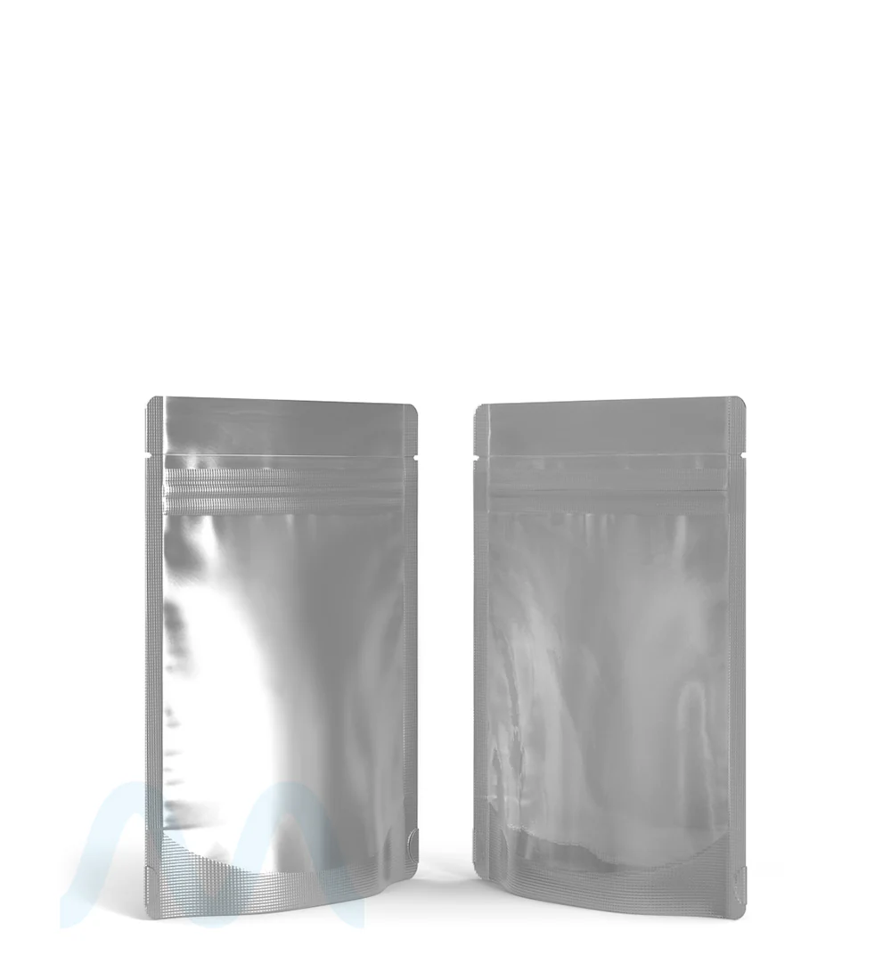 Tamper Evident | Matte Silver Vista Mylar Bags (Tear Notch) | 3.6in x 5in - 3.5g - 1000 Count - Image 4