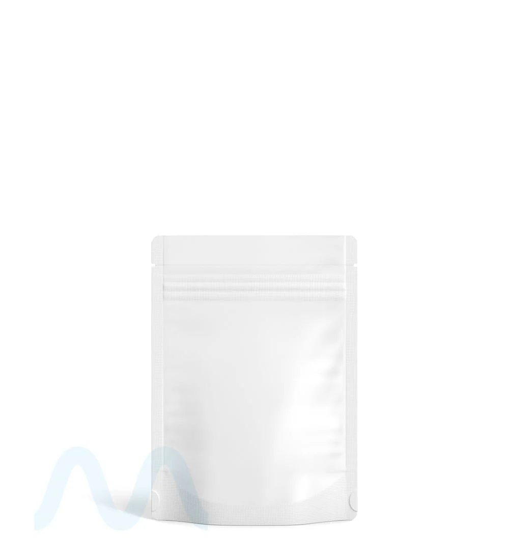 Tamper Evident | Matte White PCR Mylar Bag (Tear Notch) | 3.6in x 5in - 3.5g - 1000 Count - Image 3