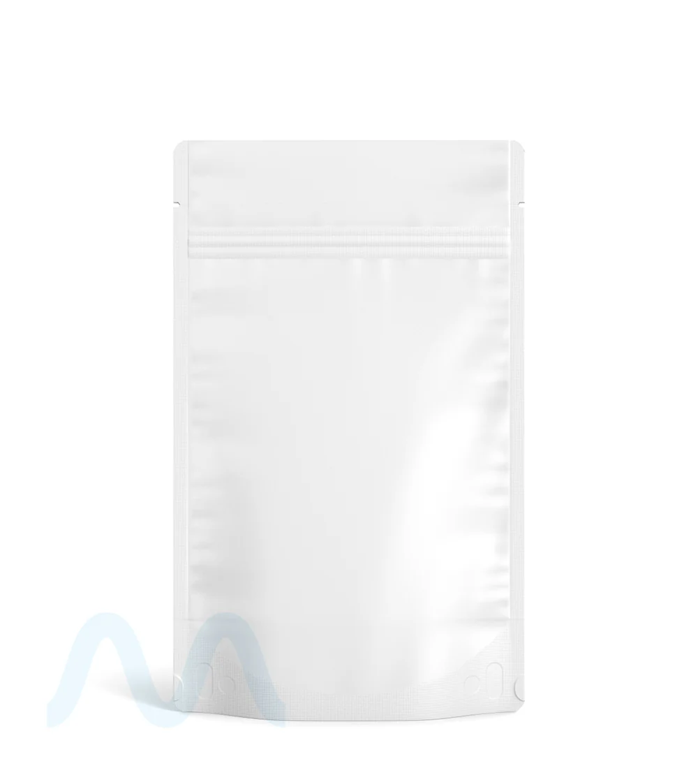 Tamper Evident | Matte White PCR Mylar Bag (Tear Notch) | 5in x 8.1in - 14g - 1000 Count - Image 3