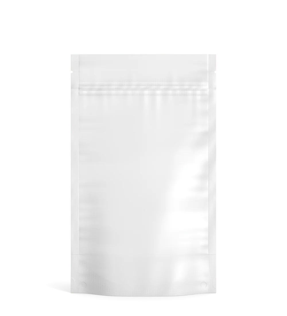 Tamper Evident | Matte White Vista Mylar Bags (Tear Notch) | 5in x 8.1in - 14g - 1000 Count