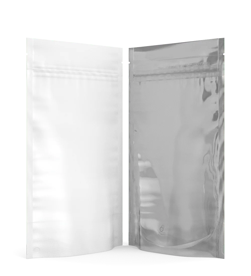 Tamper Evident | Matte White Vista Mylar Bags (Tear Notch) | 5in x 8.1in - 14g - 1000 Count - Image 3