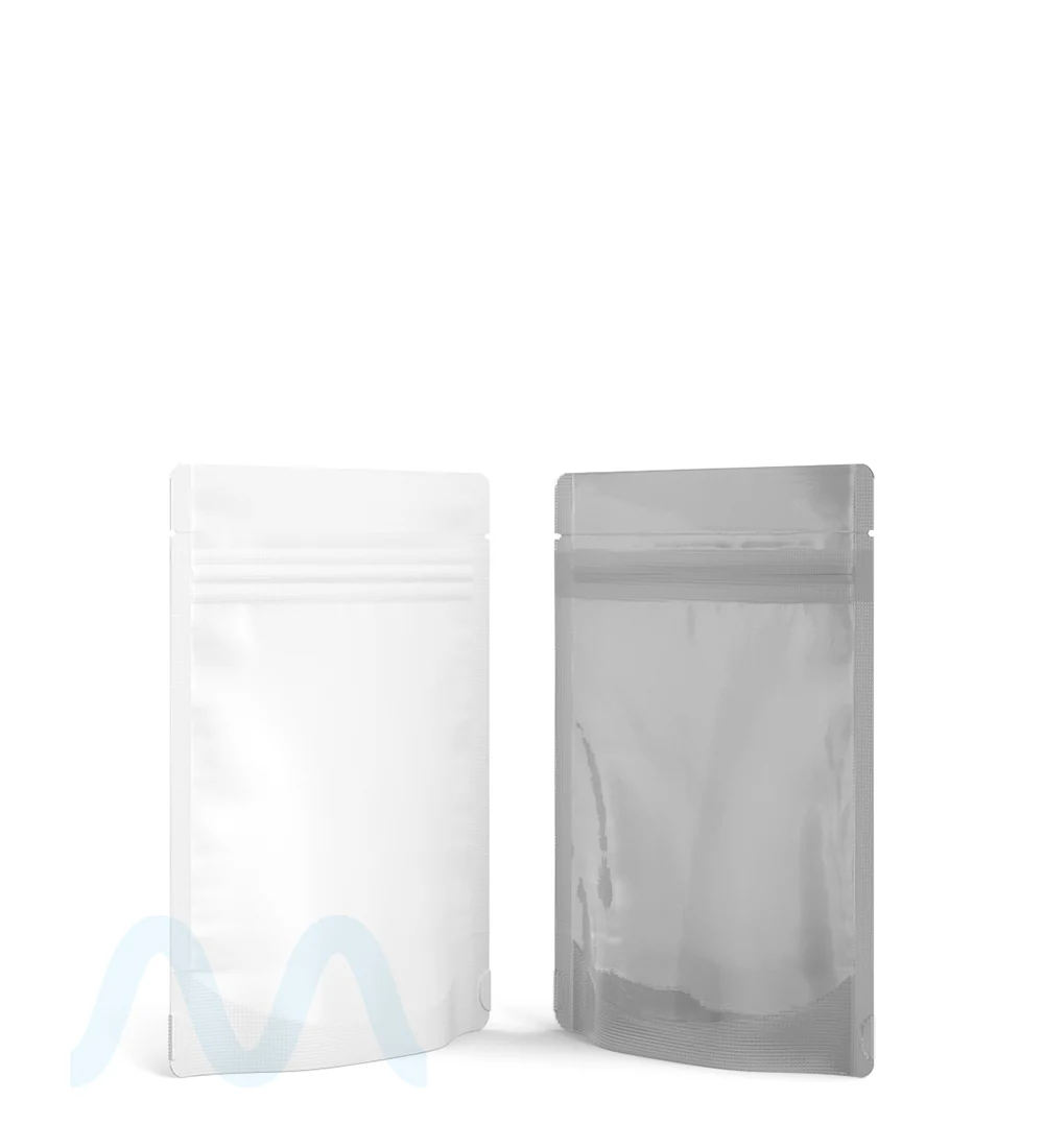 Tamper Evident | Matte White Vista Mylar PCR Bags (Tear Notch) | 3.6in x 5in - 3.5g - 1000 Count - Image 4