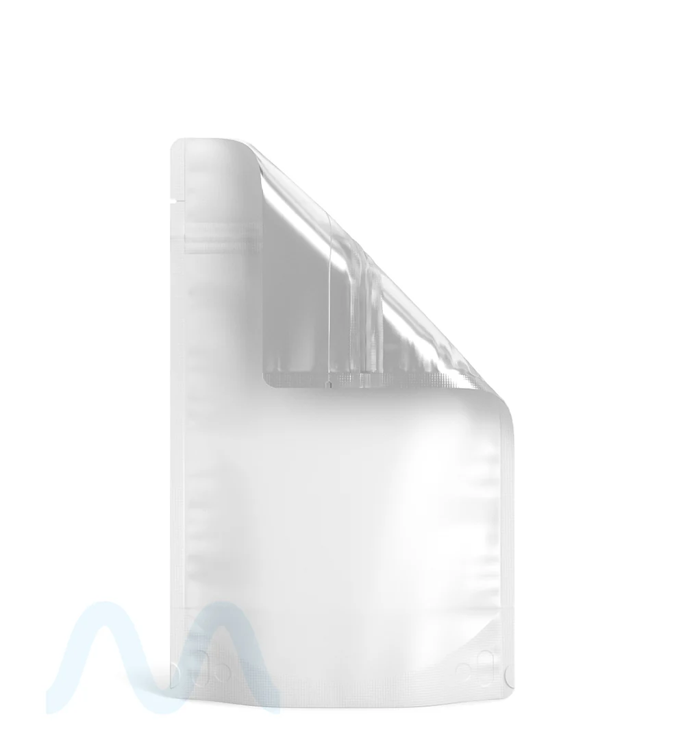 Tamper Evident | Matte White Vista PCR Mylar Bags (Tear Notch) | 5in x 8.1in - 14g - 1000 Count