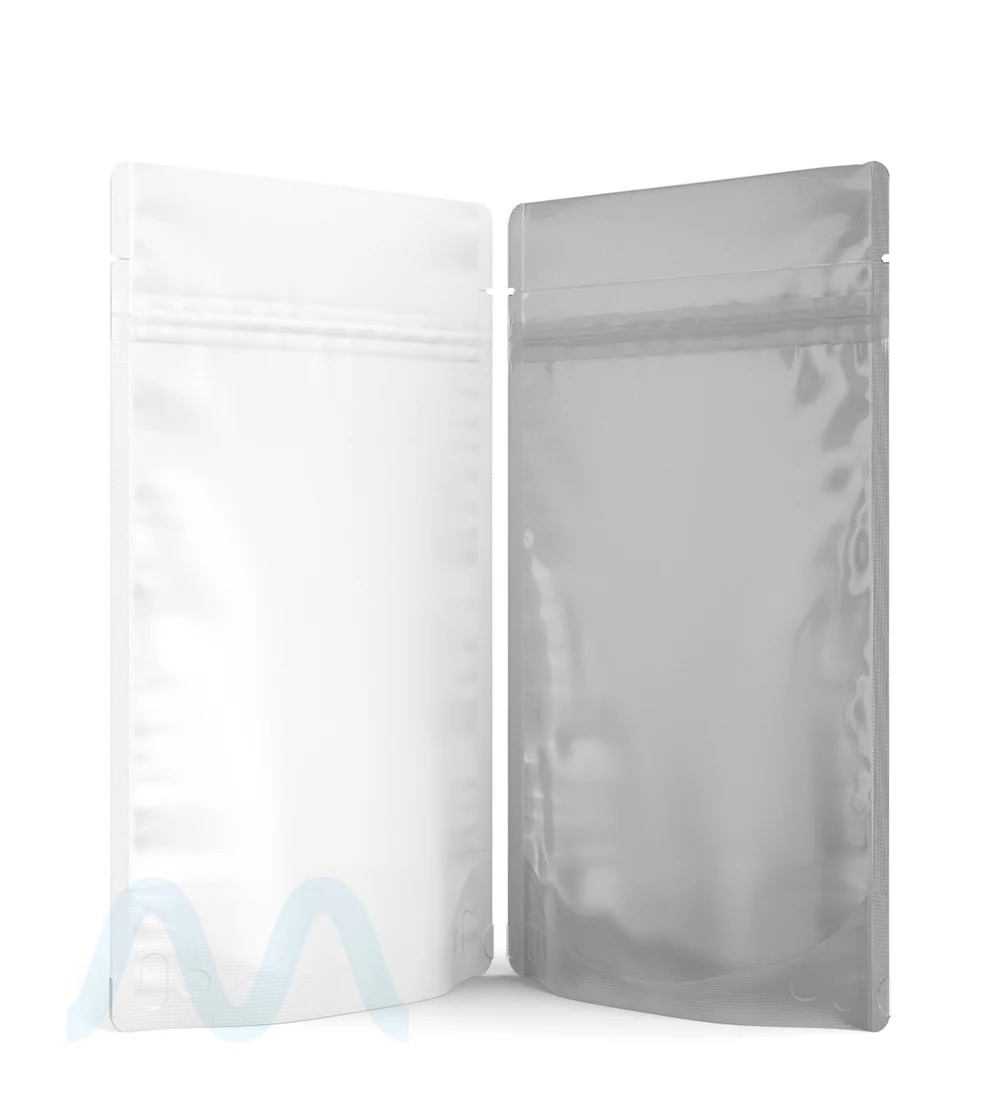 Tamper Evident | Matte White Vista PCR Mylar Bags (Tear Notch) | 5in x 8.1in - 14g - 1000 Count - Image 4